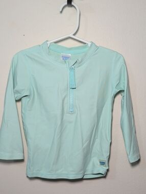 Rugged Butts Long Sleeve Rash Guard Mint Green Quarter Zip Swim Beach Size 2T